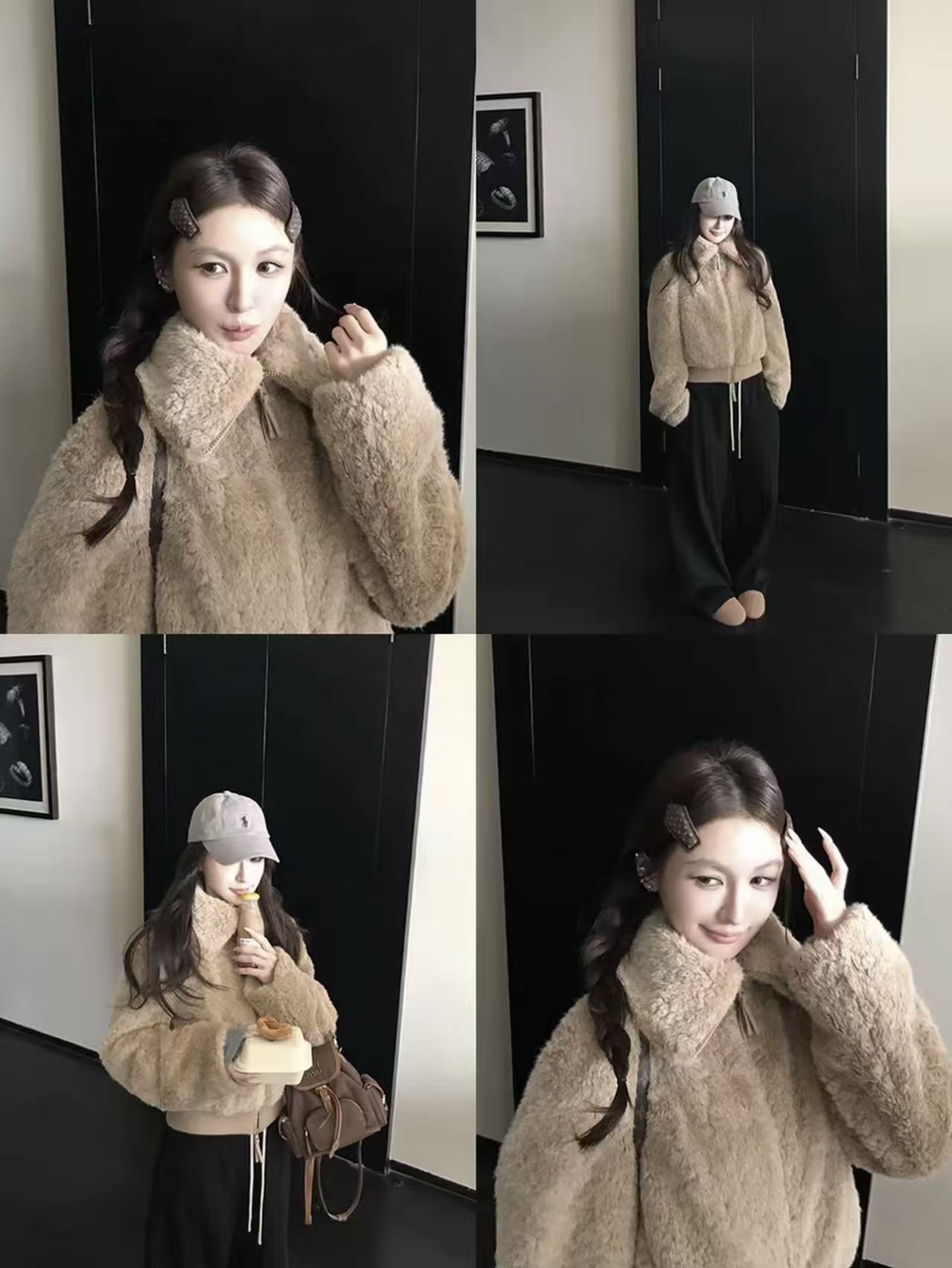 DYS“奶油泡芙”露丝同款原版甜美环保毛毛外套