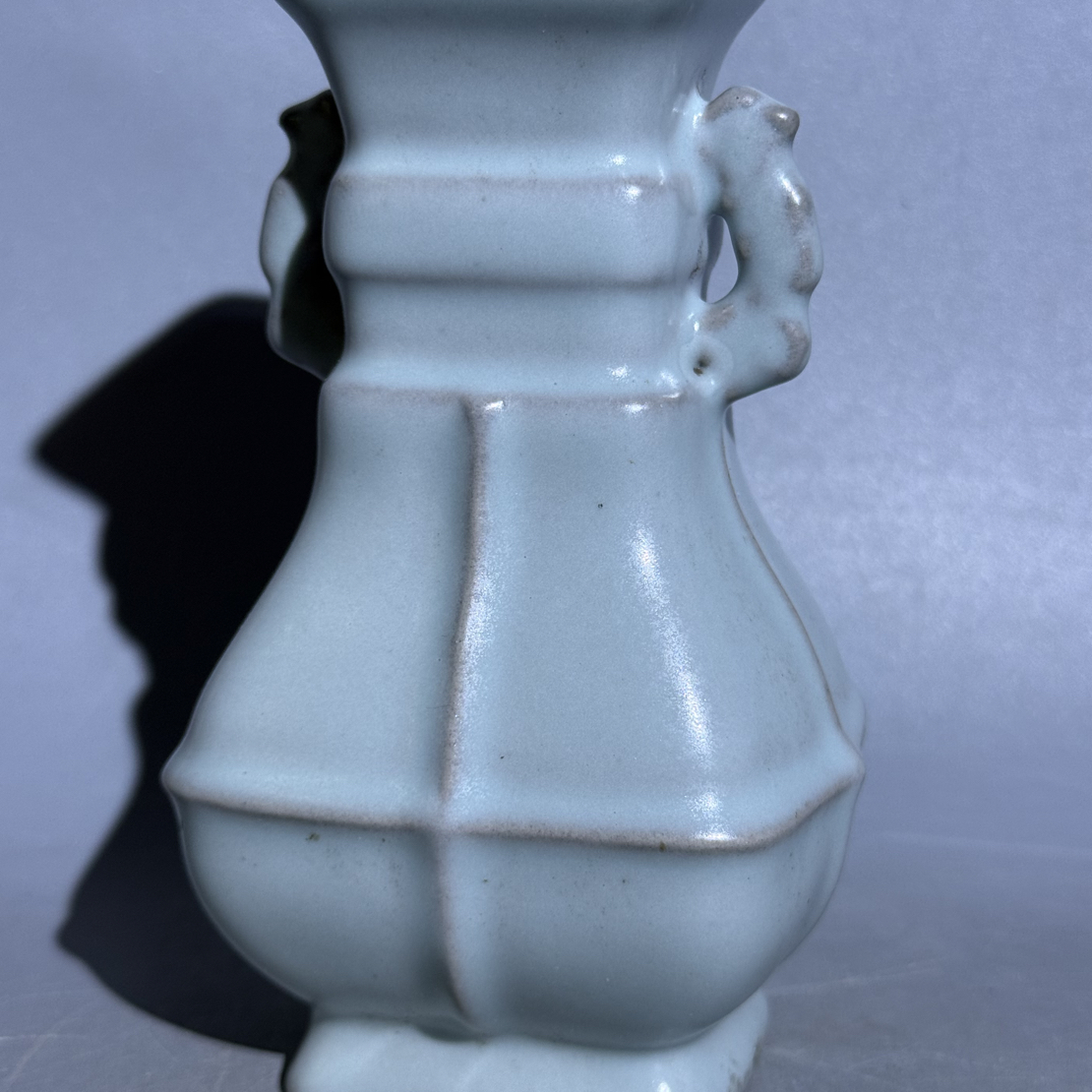 汝窑双耳瓶，小花器，高12.2cm，老汝瓷，旧藏，喜欢的来工艺品青瓷