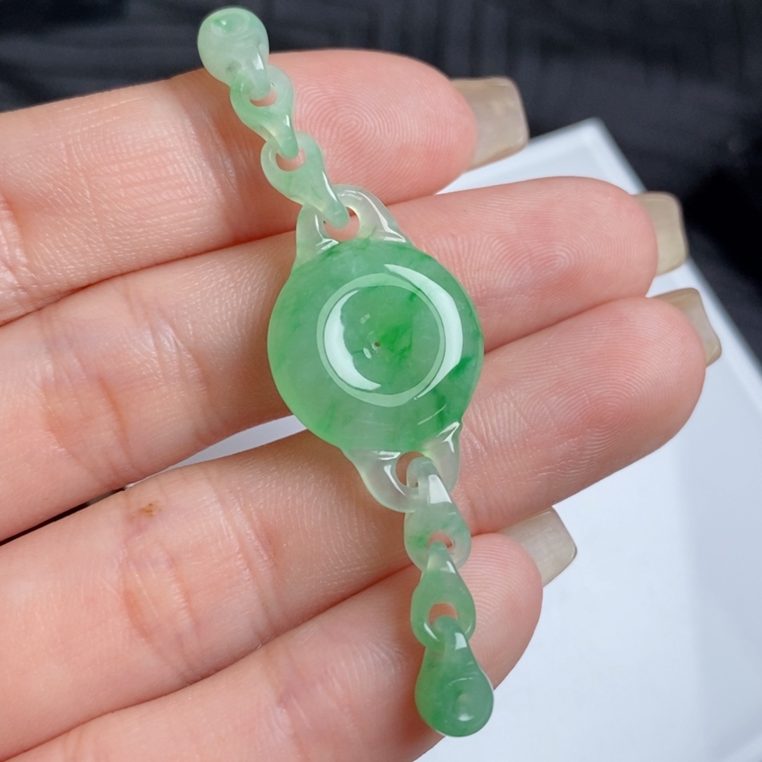 翡翠未镶嵌手链平安扣拉环（可编绳、可镶嵌）