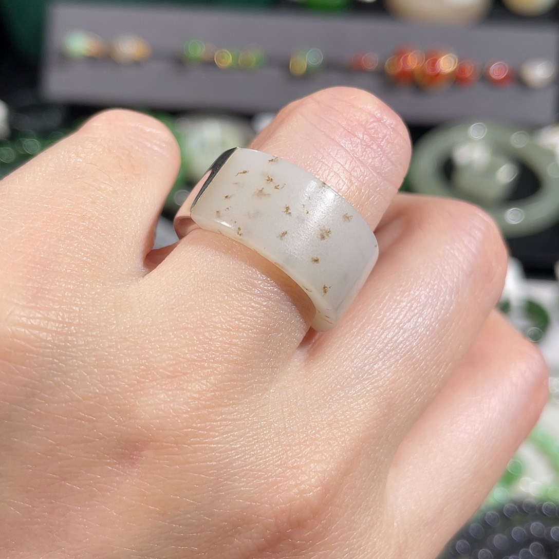 和田玉银S925镶嵌戒指