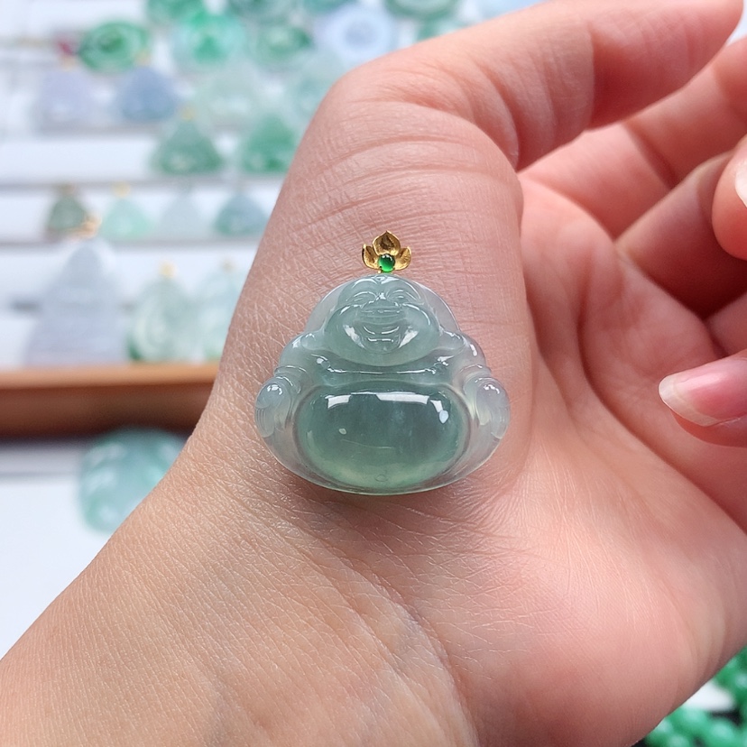 【闪购商品】翡翠吊坠(赠链)18K金镶嵌