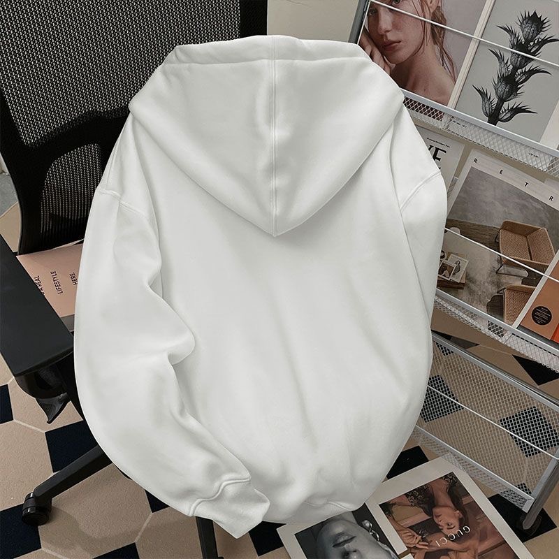 休闲白色情侣卫衣长袖百搭宽松外套连帽潮流ins韩版加厚