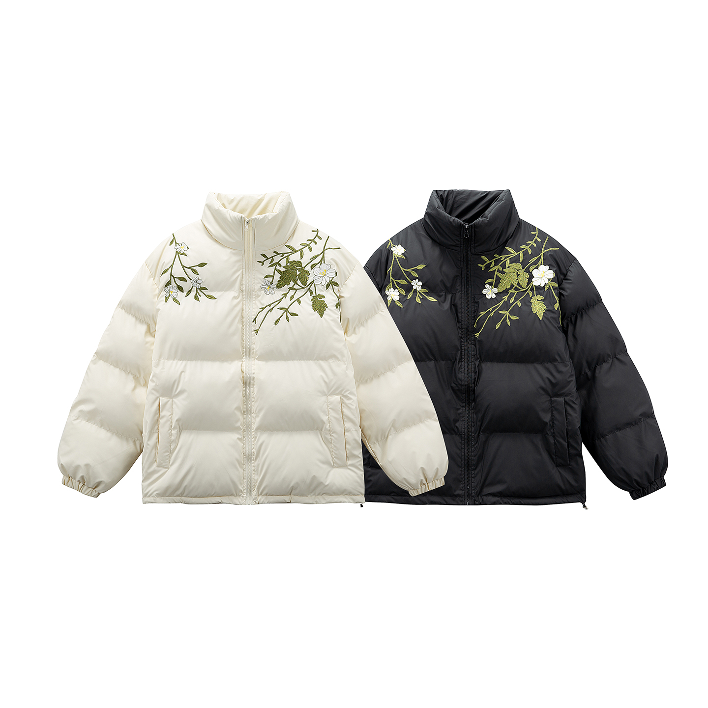 阿叔冬季美式花卉刺绣情侣棉衣百搭立领保暖面包棉服外套GK-3333