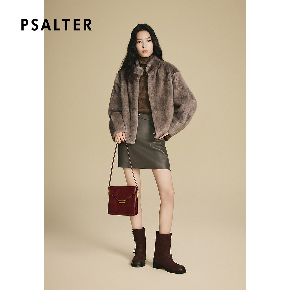 诗篇专选轻奢简约立领青根貂宽松休闲皮草外套2025冬季新款