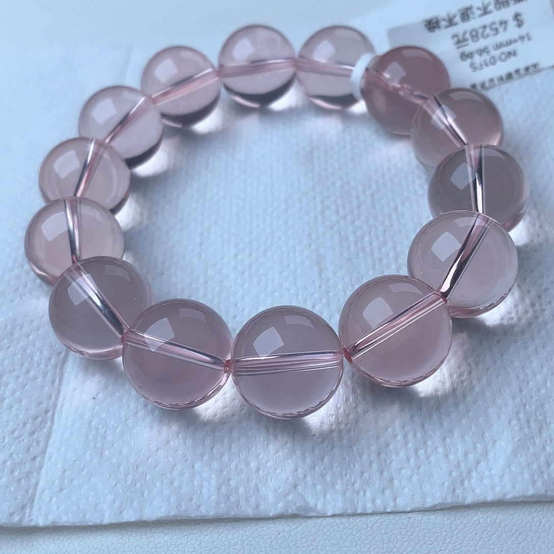 水晶手串未镶嵌冰橘粉