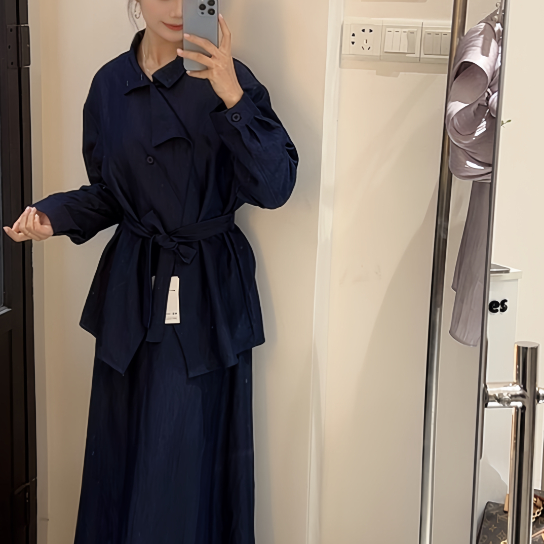 法式气质收腰系带衬衫搭配显瘦半身长裙女性套装