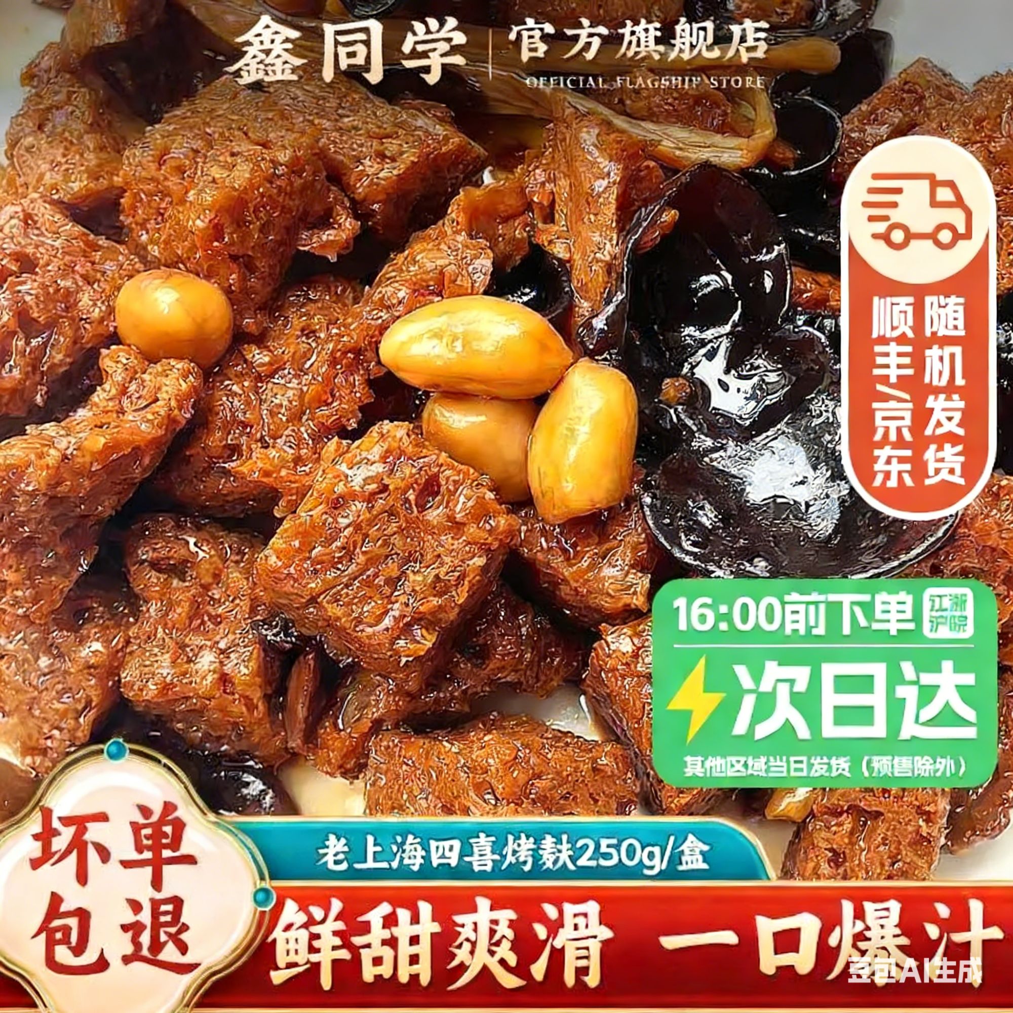 四喜烤麸上海特产面浇头凉菜开袋即食熟食