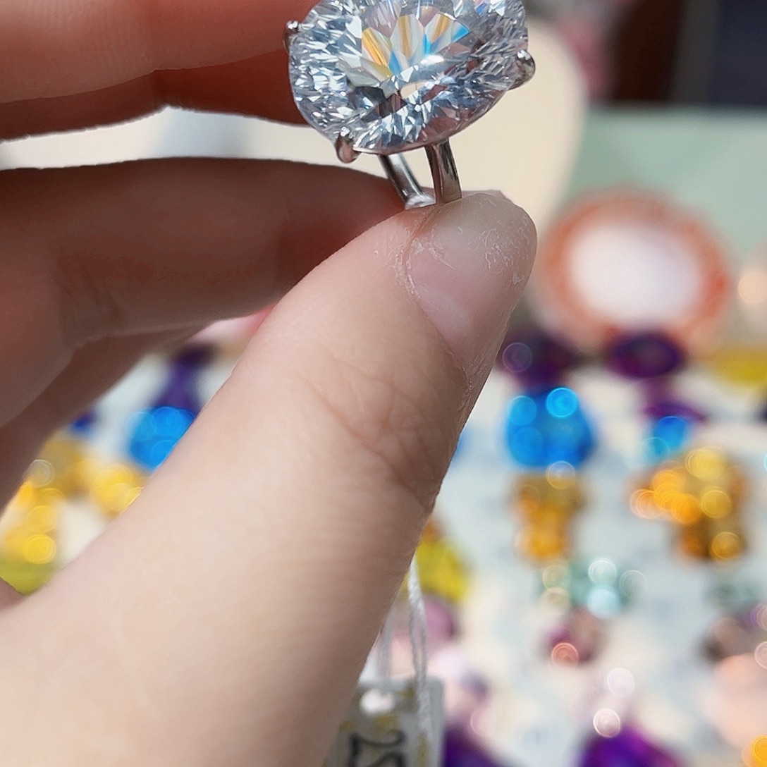 水晶戒指银S925镶嵌天然