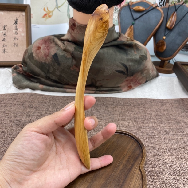 19.8cm手工崖柏发簪y805扭转长簪古典极简百搭国风发簪子