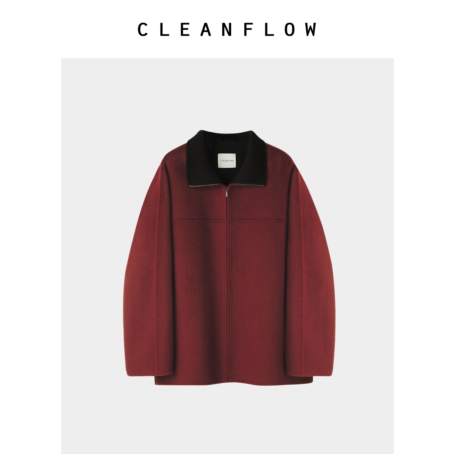 CLEANFLOW | 轻户外红色双面毛呢外套女高级感2025冬新款气质大衣