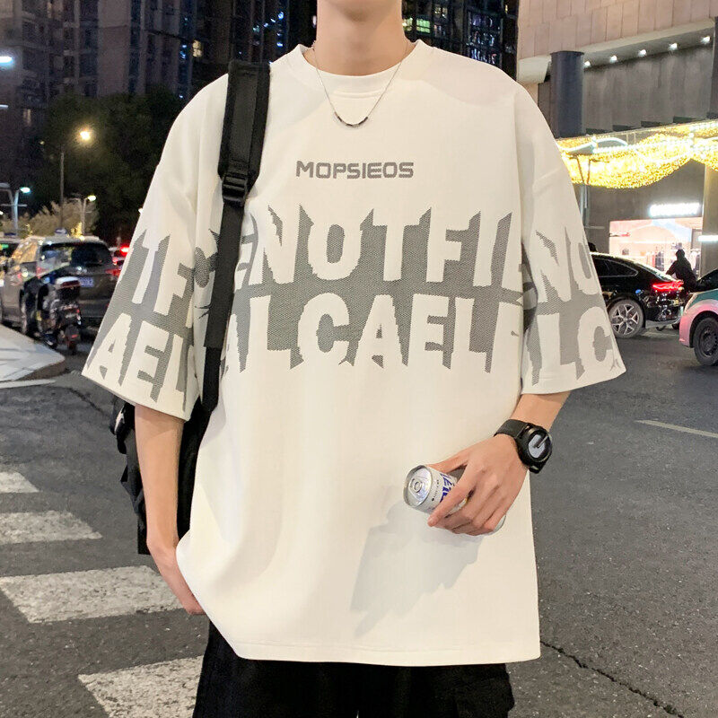t恤上衣百搭白色男士T恤打底衫 夏季新款 港风大码菠萝格短袖恤 