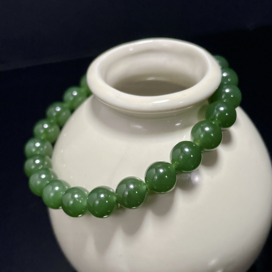 2242和田玉碧玉辣阳绿8mm轻奢款单圈手链