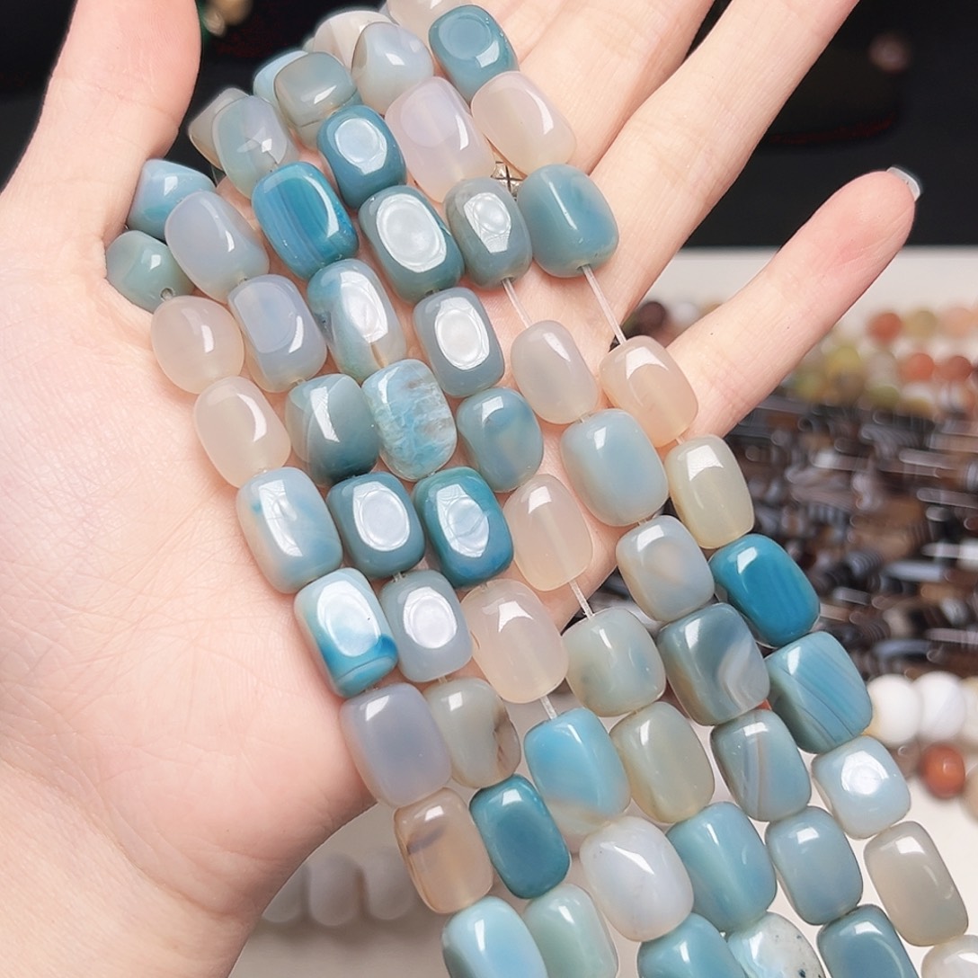 玛瑙/玉髓合金珠宝半成品x192。糖豆玛瑙随行一条9mm