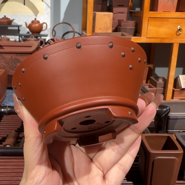 紫砂花盆口径9深度3.5