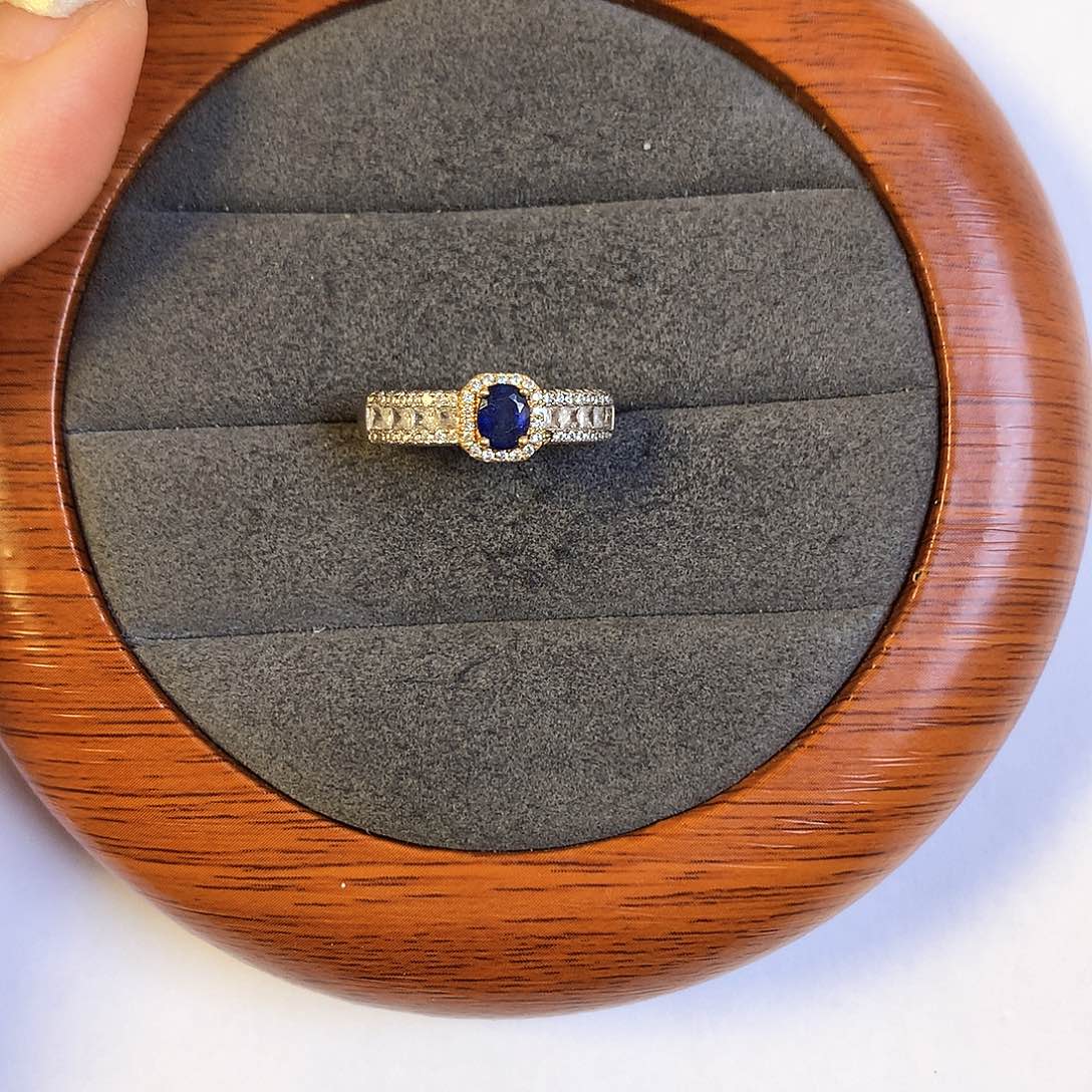 蓝宝石戒指银S925镶嵌