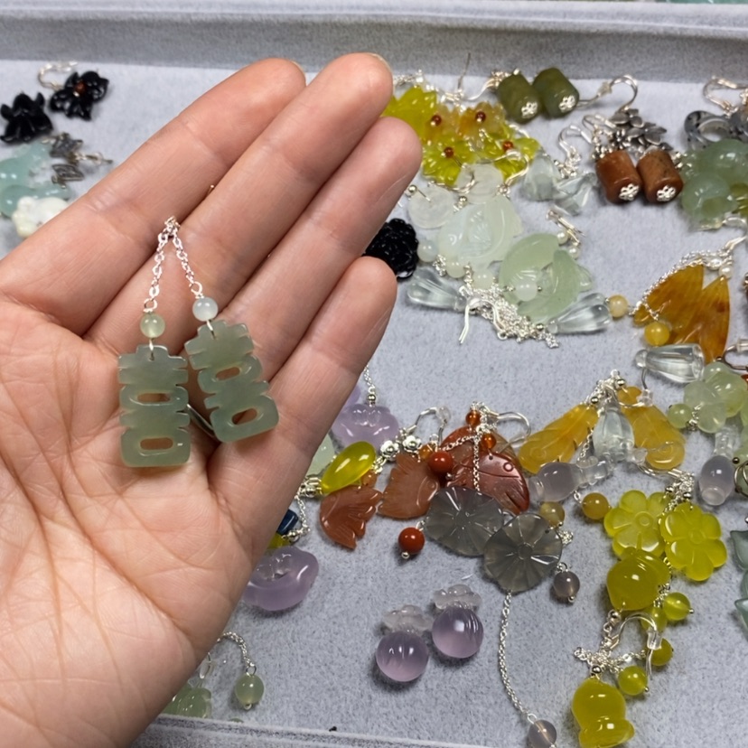 【闪购商品】蛇纹石玉挂件耳饰耳环项链未镶嵌