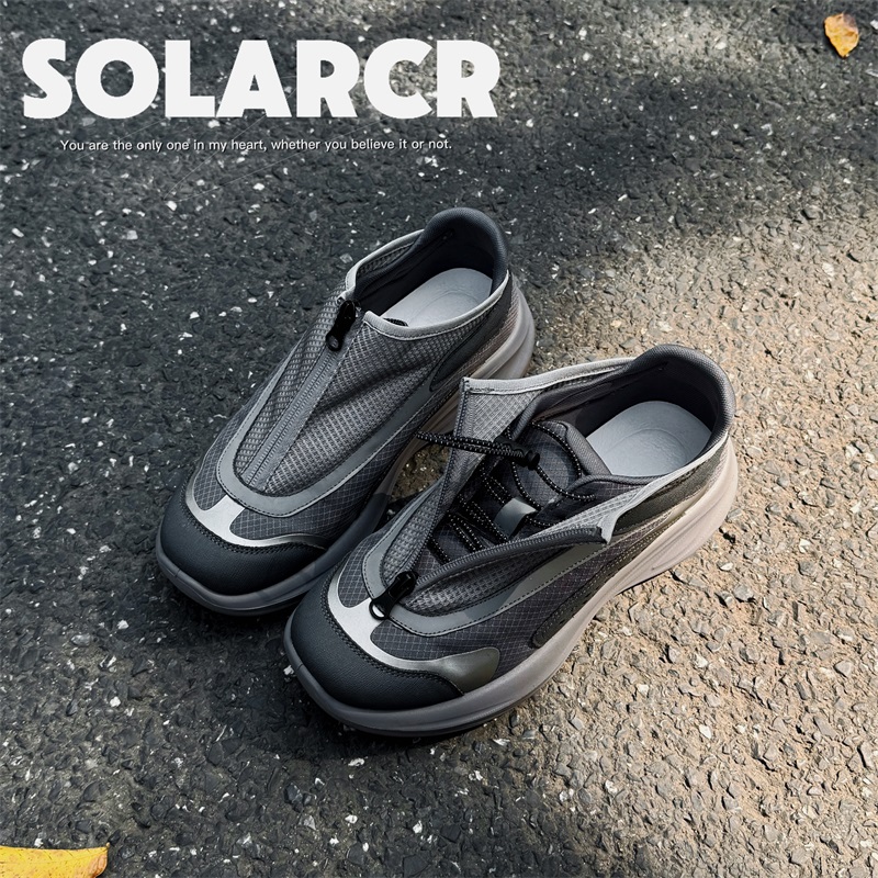 户外拼色舒适慢跑登山鞋夏季透气网面休闲鞋运动厚底耐磨防滑鞋