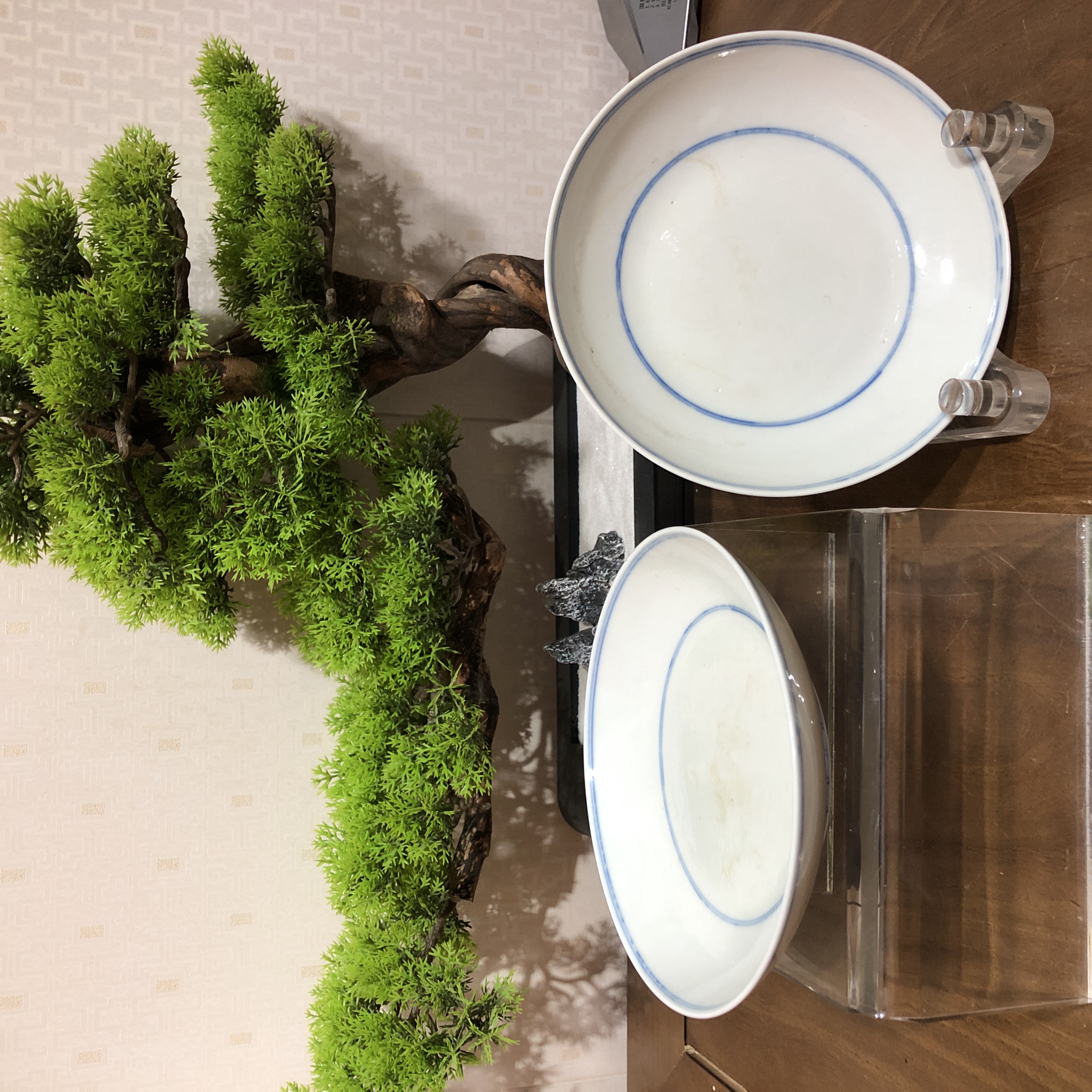 清光绪青花白釉盘一对【古董拍卖】