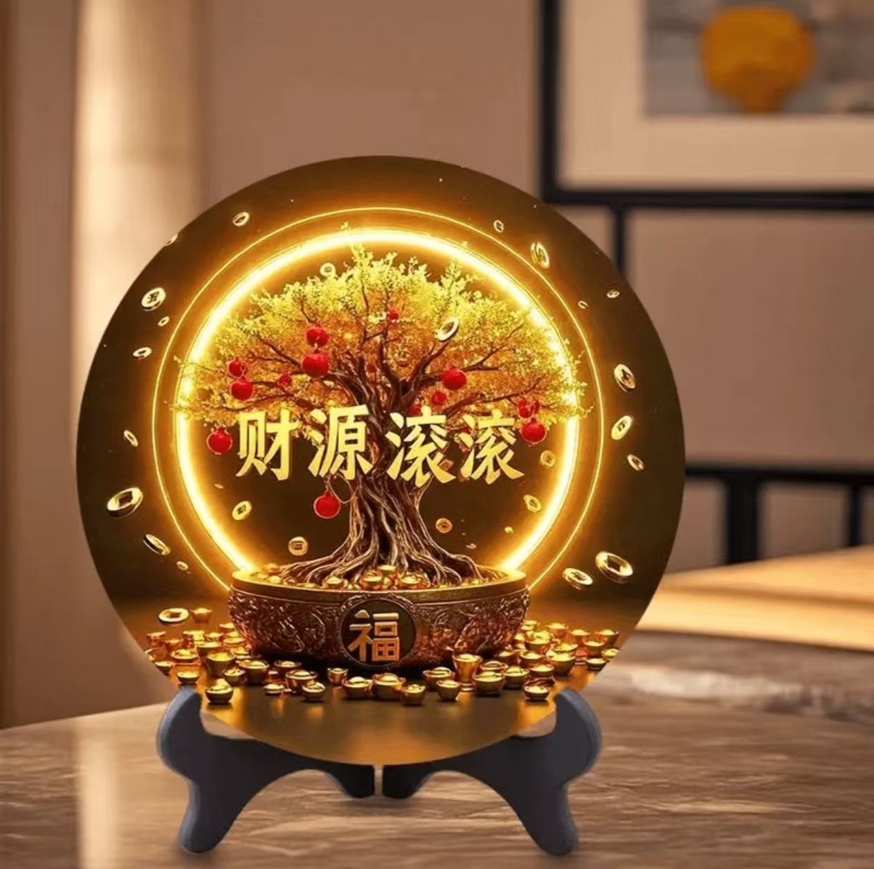 9119简约摆台【财源滚滚】家居饰品客厅摆件进门办公室书房桌摆 