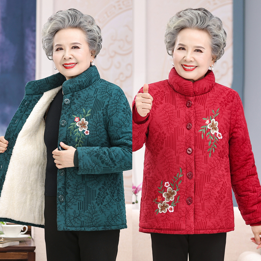 老年人妈妈冬装棉衣老太太冬季新款加绒加厚棉服奶奶冬装唐装棉服