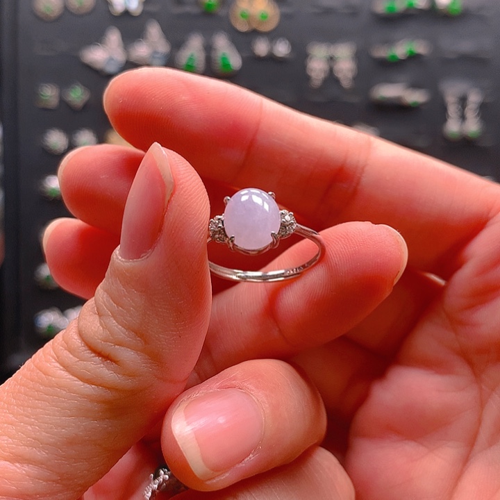 翡翠戒指银S925镶嵌戒指