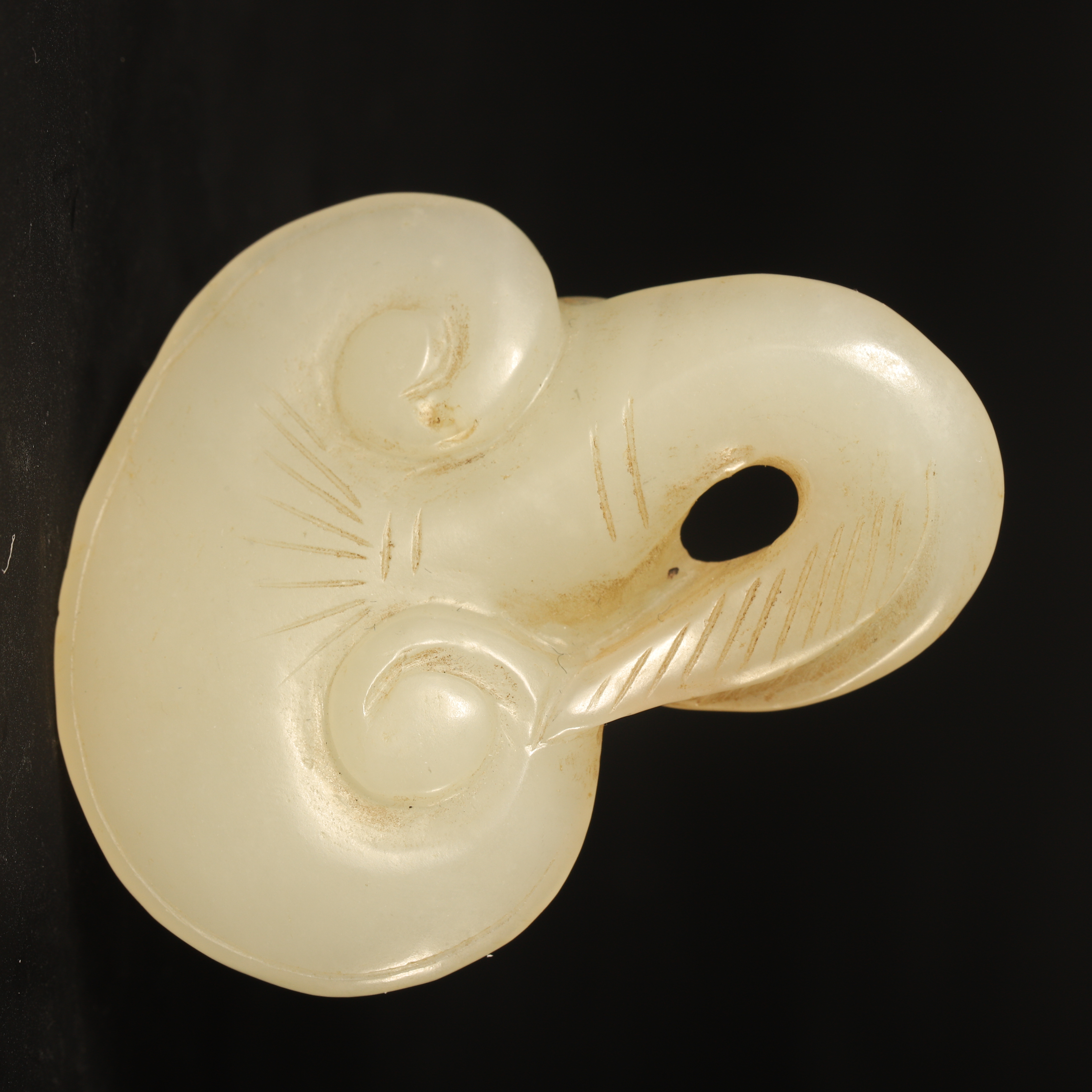 Lot32 清代和田玉灵芝如意挂件