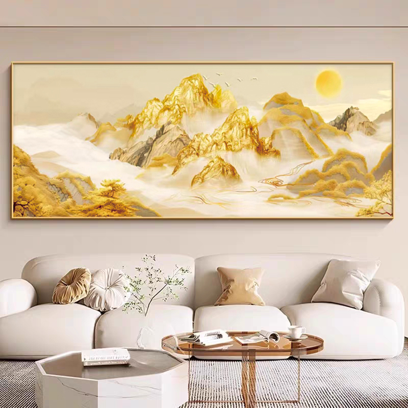 聚财金山十字绣2025新款线绣客厅大幅大气手工自己绣满绣刺绣