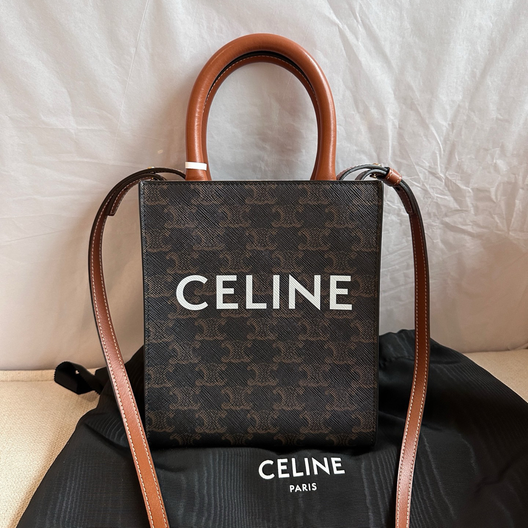 99新 Celine/思琳 99新-凯旋门老花琴谱mini托特包单肩斜挎包
