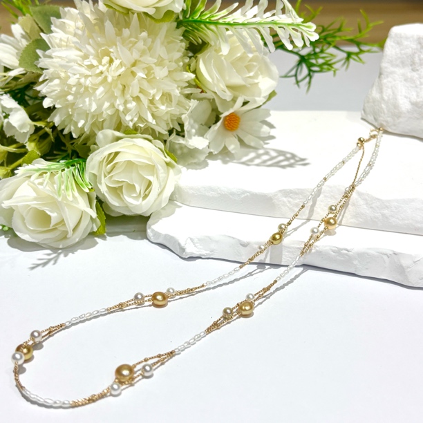 苏杭精选 天然海水 澳白 金珠 真多麻keshi设计款 项链高级百搭