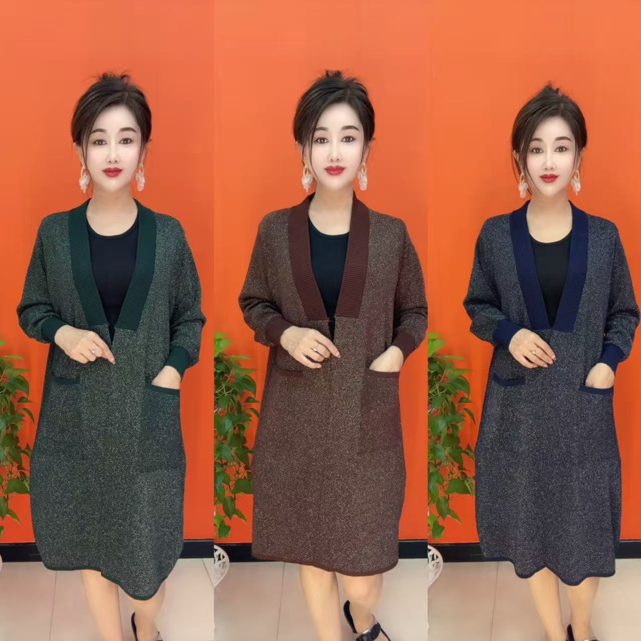 088时尚弹力和服领精品妈妈装外搭