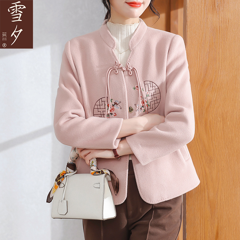 新中式妈妈秋装呢子上衣女中老年人早秋毛呢外套气质开衫2025新款