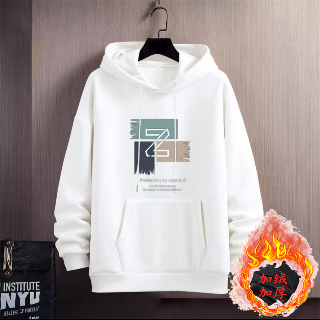 秋冬连帽卫衣简约纯棉加绒卫衣圆领上衣男女同款秋冬季百连帽卫衣