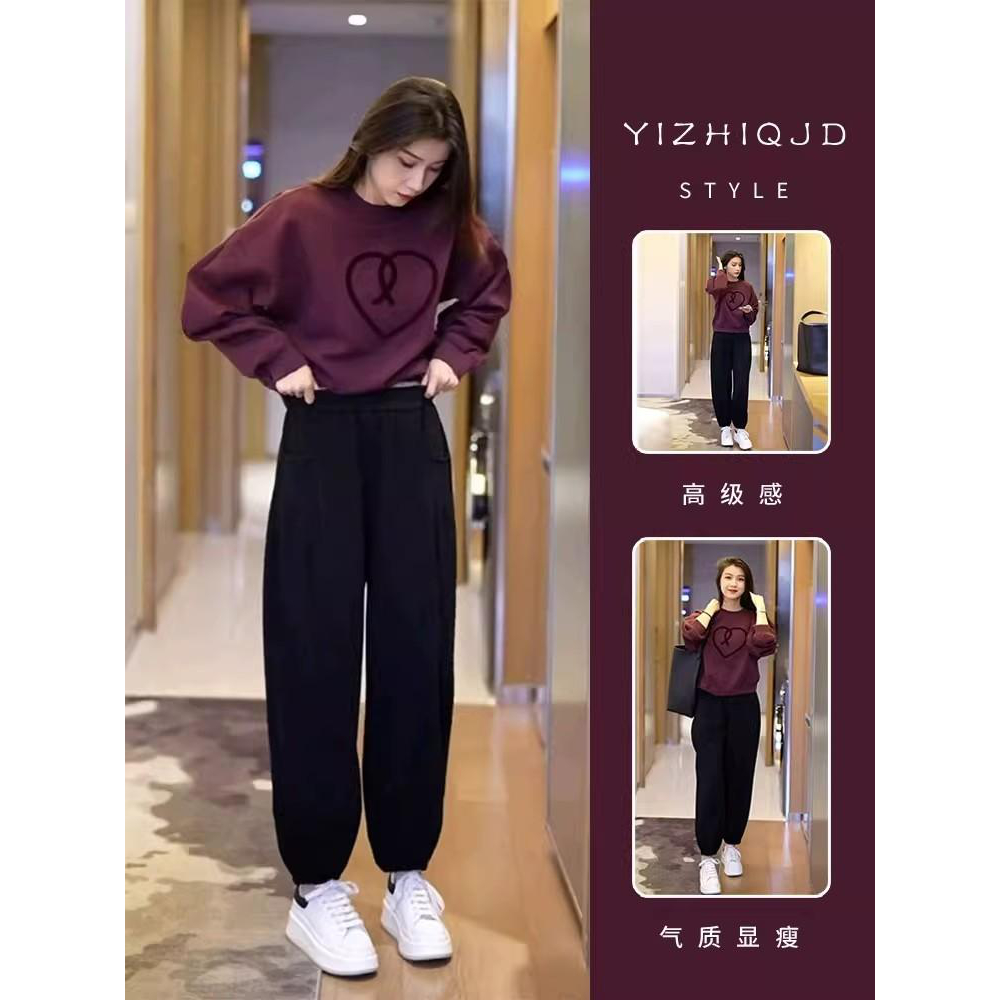 运动小个子休闲风显瘦宽松套装简约通勤时尚套装秋季两件套