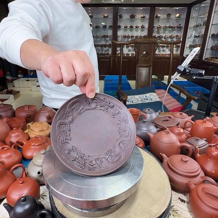 紫砂茶壶石红壶承