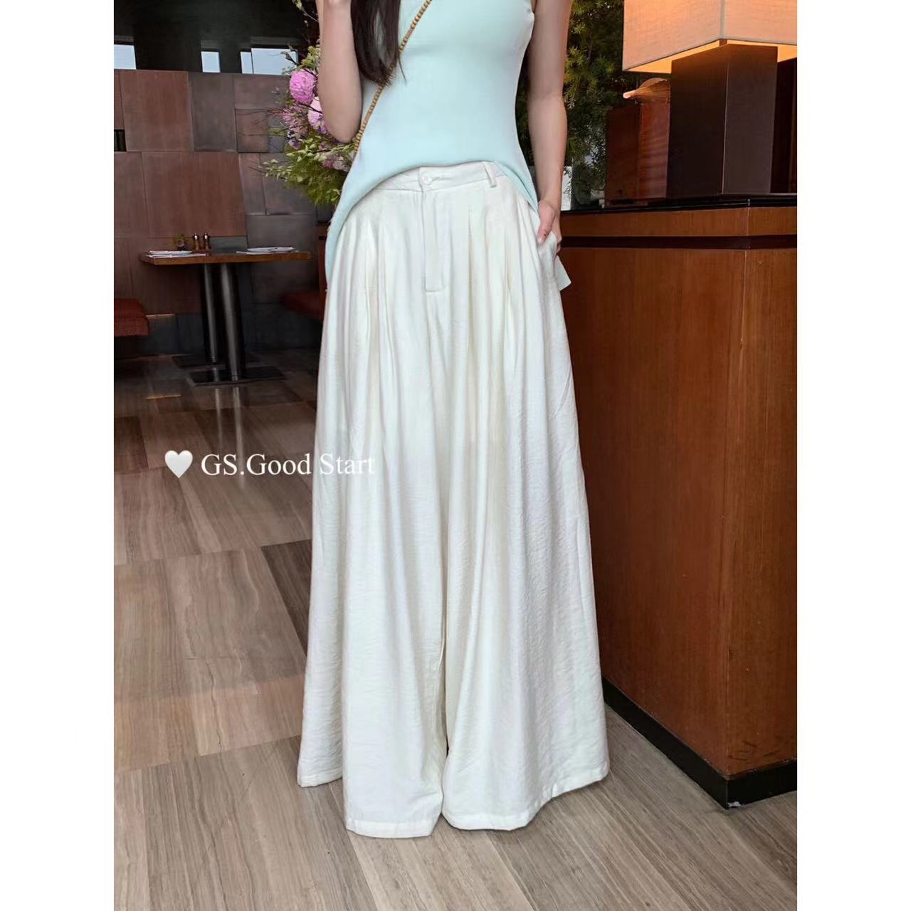 【g1596】夏季高腰宽松垂感阔腿裤显瘦遮胯日常百搭休闲裤