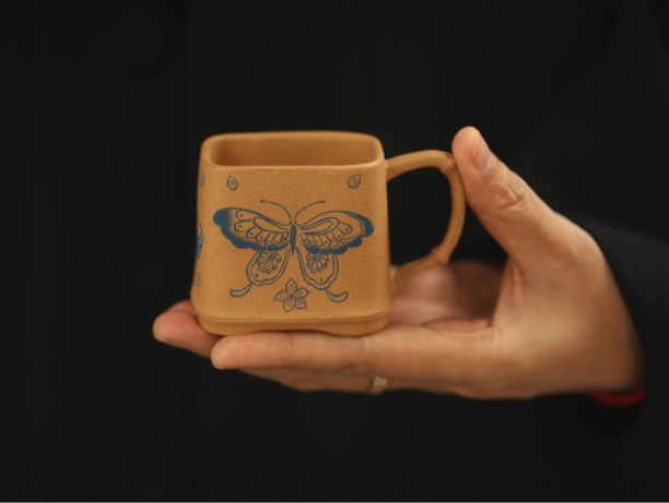 【花间·茶器茶具茶杯】紫砂主人杯四方竹段品茗杯·黄段泥·80cc