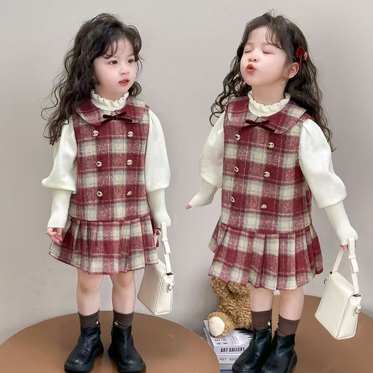 女童连衣裙秋冬季2025新款女宝公主宝宝毛衣裙