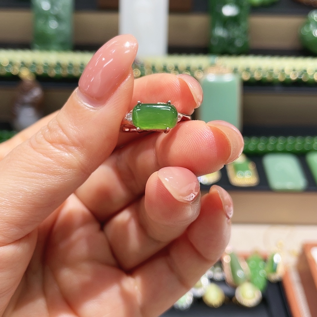 和田玉银S925镶嵌戒指