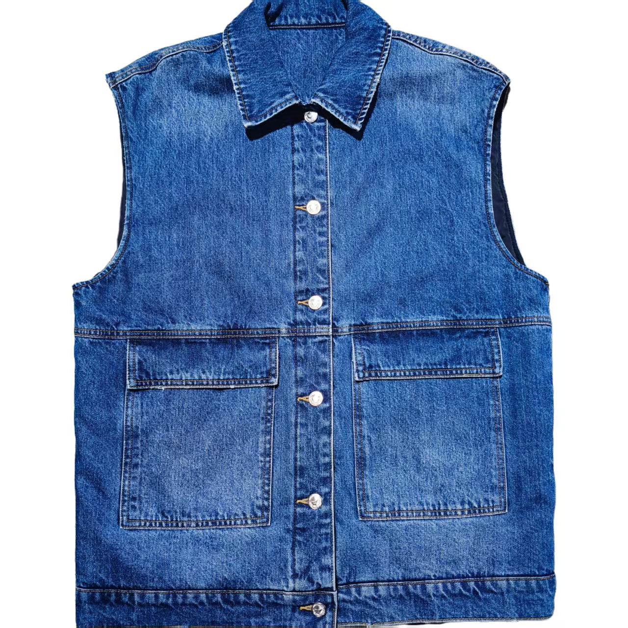 秋季复古棉服马夹休闲牛仔无袖
