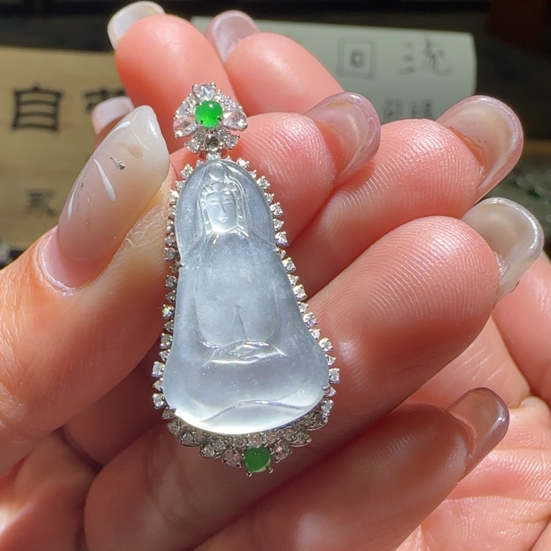 【闪购商品】翡翠颈饰18K金镶嵌晴*?缅甸