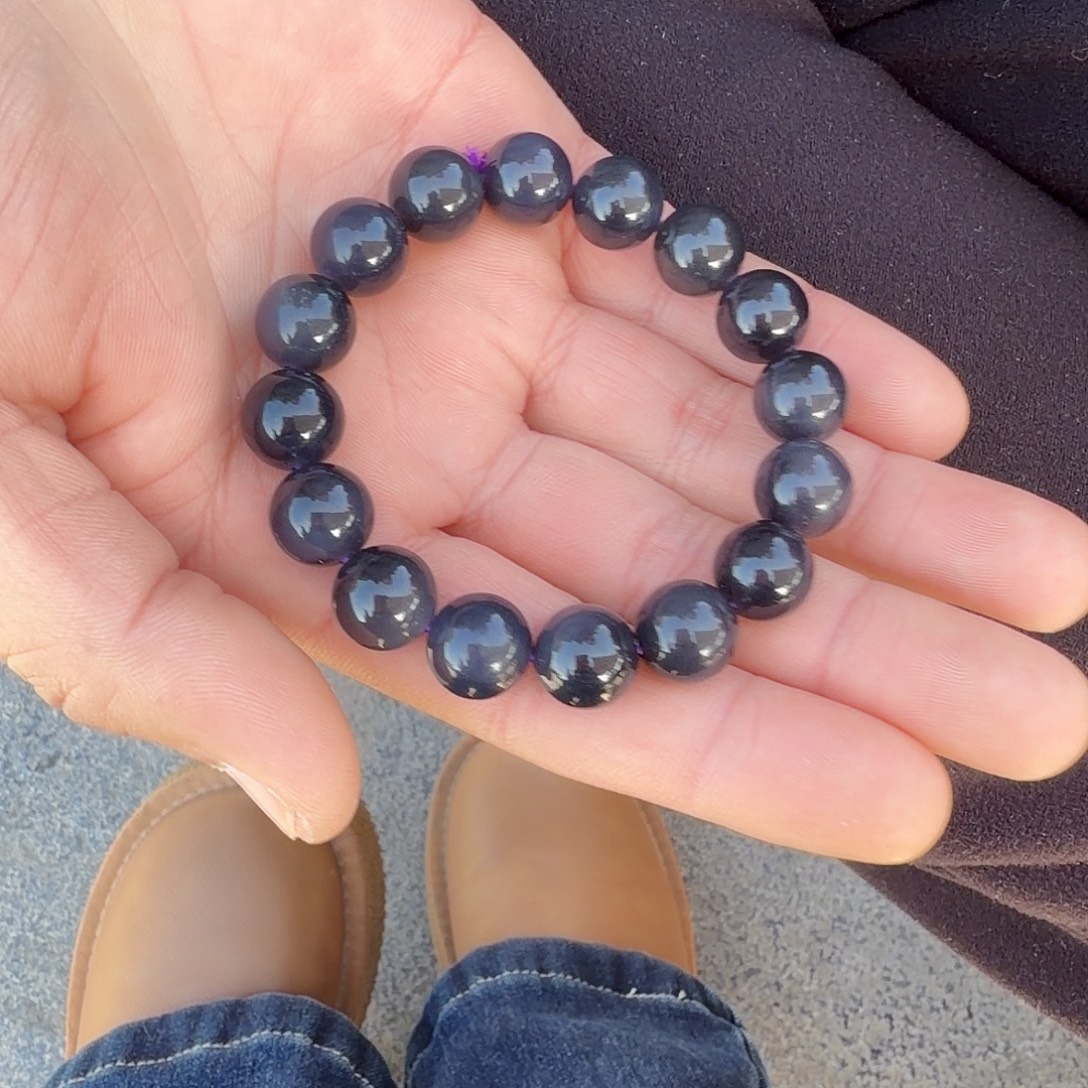 和田玉未镶嵌手串烟紫手串