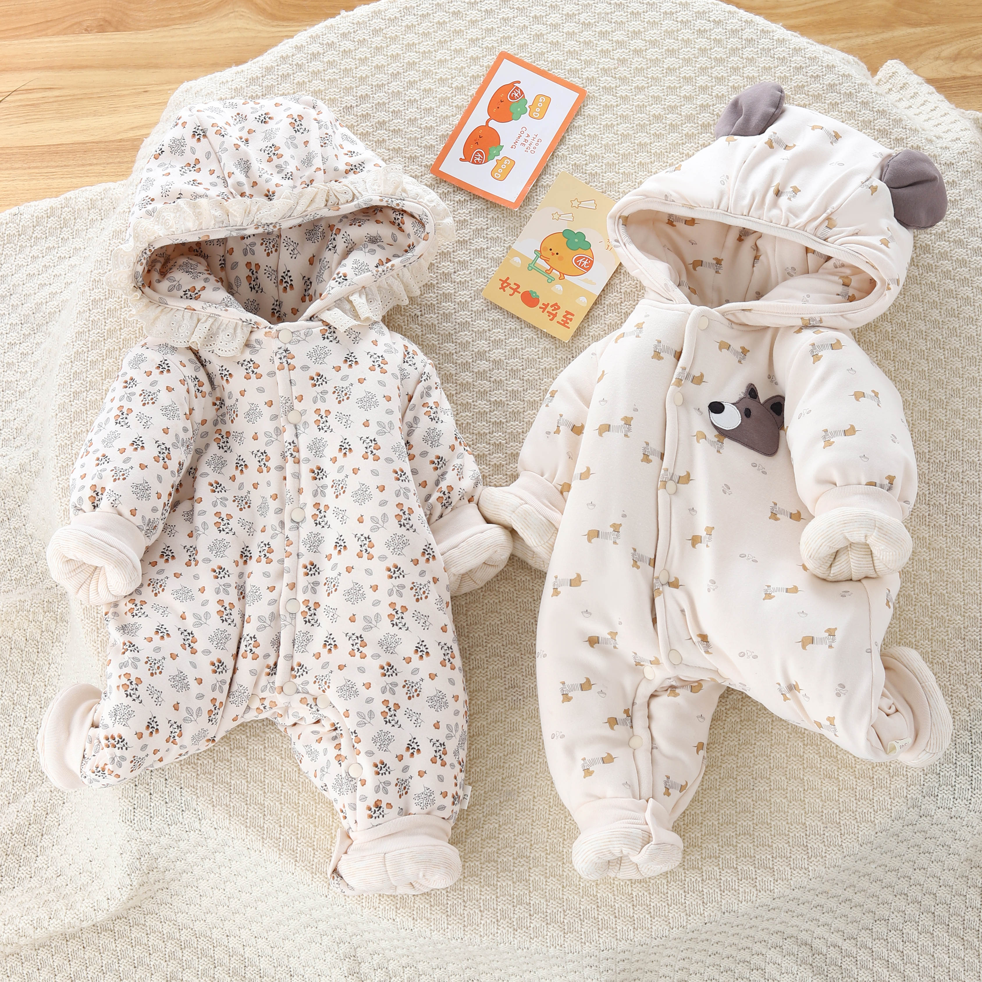 棉花衣连体纯棉新生儿男女宝宝外出服加厚加棉内穿