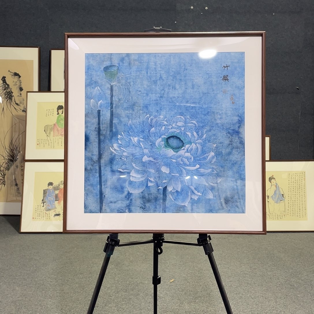 国画手绘画作品带框发货