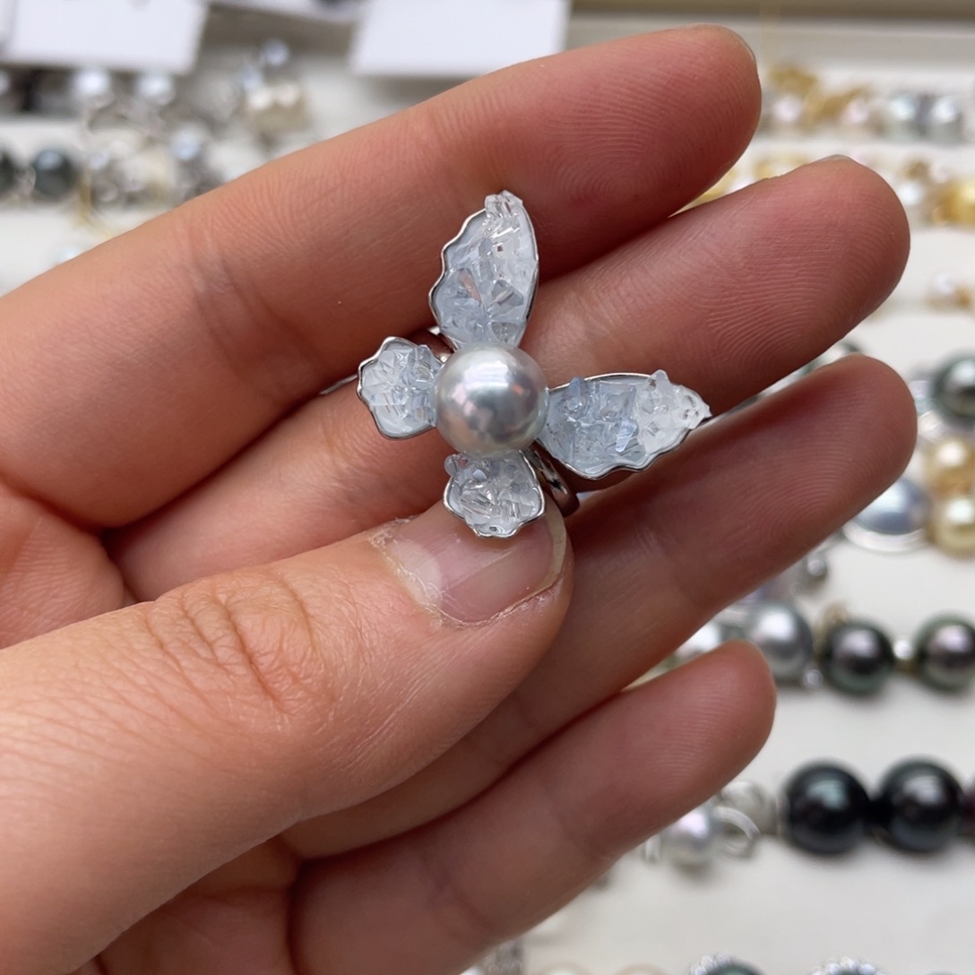 海水珍珠戒指银S925镶嵌