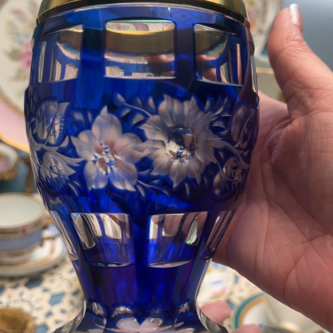 瓷片水晶蚀刻小花瓶