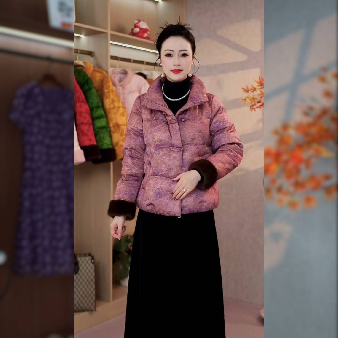2025秋冬季新款洋气高贵新中式国风棉服星空紫