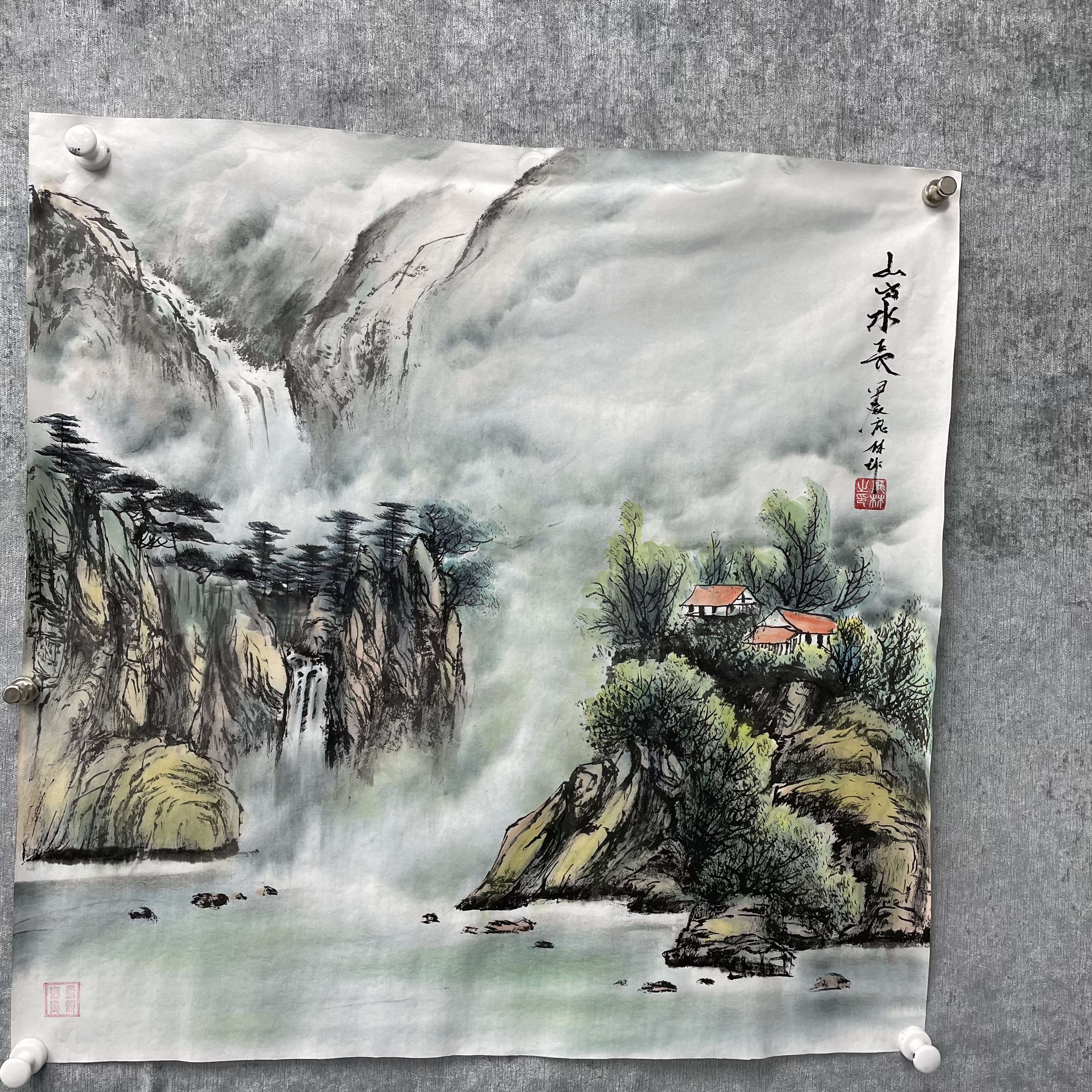 字画70*70客厅书房挂画庞林