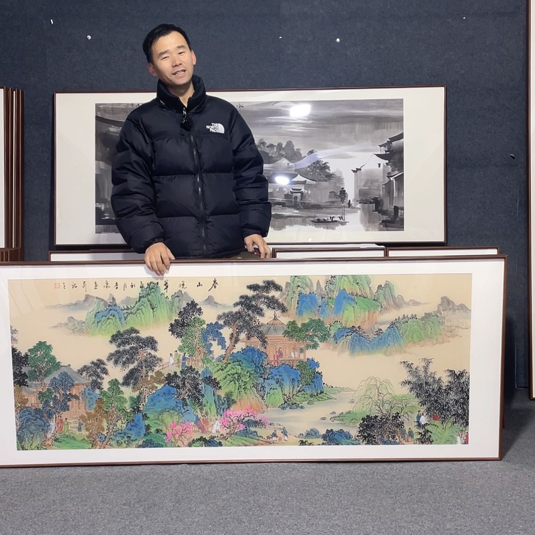 国画手绘画作品带框发货