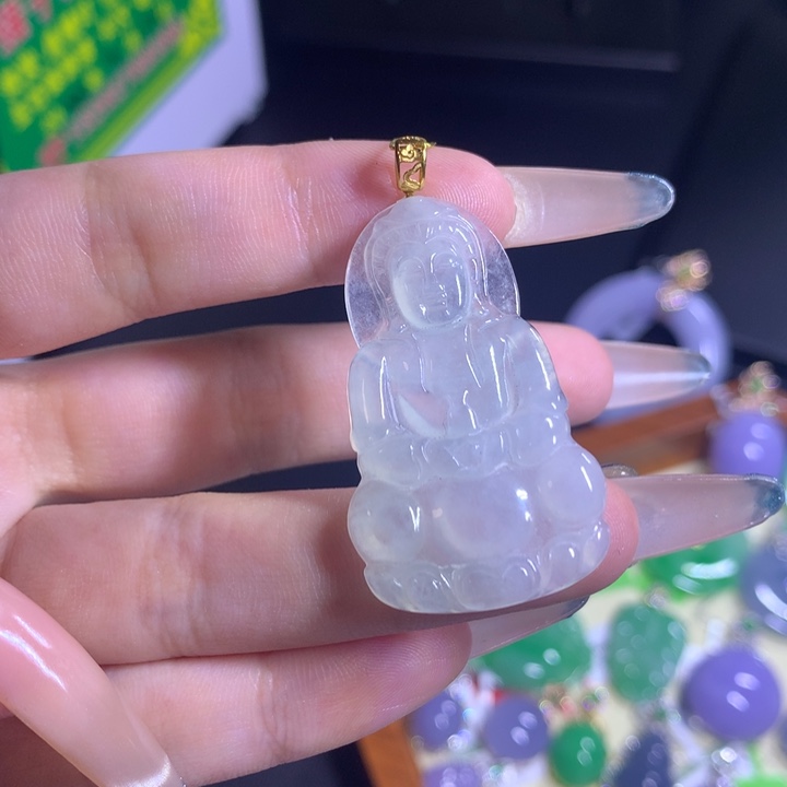 颈饰18K金镶嵌翡翠天然