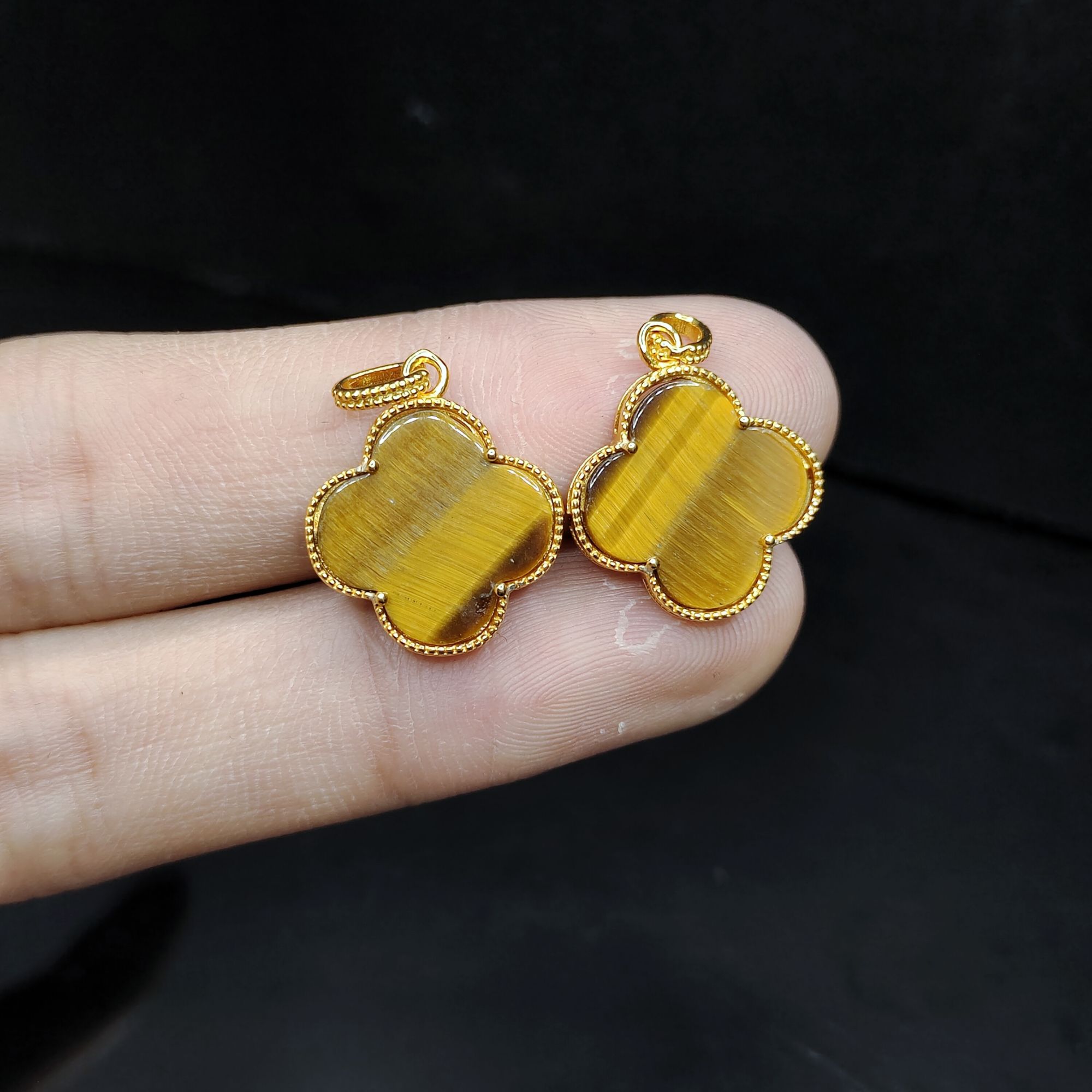 s925银树化玉幸运草吊坠赠皮绳B1【多样性发其一】约15-2mm